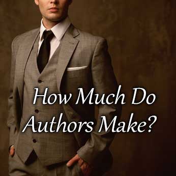 Literary agent in brown suit invites visitors to read article, "How Much Do Authors Make?"