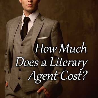 Publishing agent in brown suit invites visitors to read article, "How Much Does a Literary Agent Cost?"