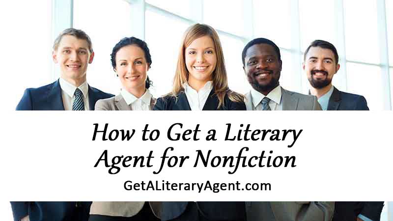 Group of book agents in suits talking about how to get a literary agent for nonfiction