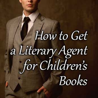 Publishing agent in brown suit invites visitors to read article, "How to Get a Literary Agent for Kids' Books"