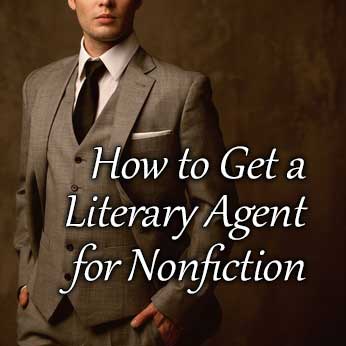 Book agent in brown suit invites visitors to read article, "How to Get a Literary Agent for Nonfiction"