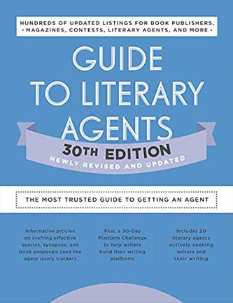 Blue and grey cover of the guide to book agents - a copy of this article about literary agent speed dating appeared in an earlier edition