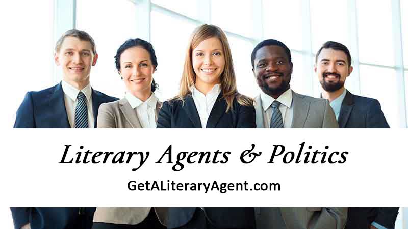 Five male and female literary agents dressed smiling in suits