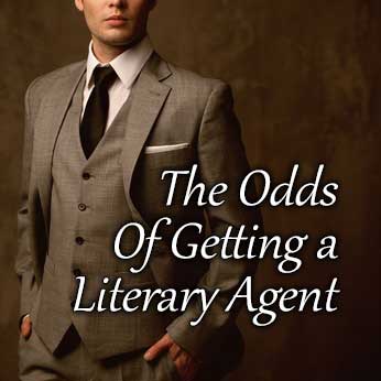 Publishing agent in brown suit and tie invites visitors to read article, "The Odds of Getting a Literary Agent"