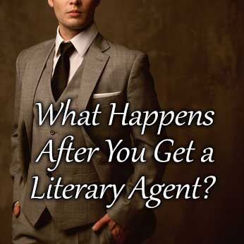 Publishing agent in brown suit suggests reading article, "What Happens After You Get a Literary Agent?"