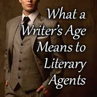 Literary agent in brown suit asking about a writer's age